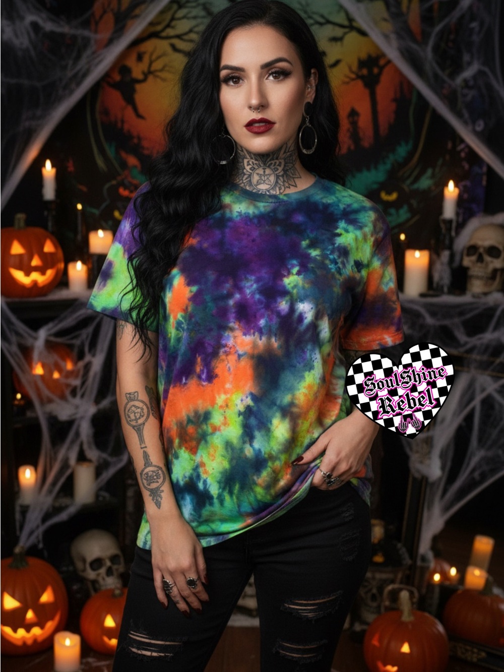 Halloween Scrunch Ice Dyed Tie Dye Shirt